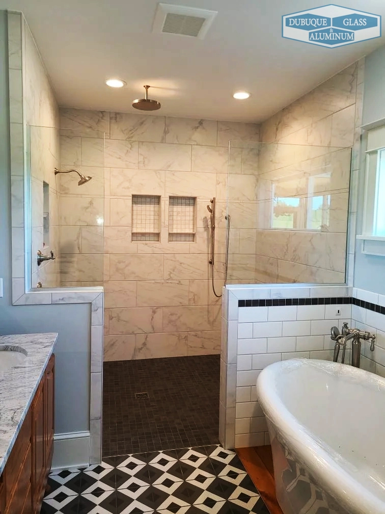 Dubuque Glass & Aluminum | Walk-In Shower With Glass Side Panels ...